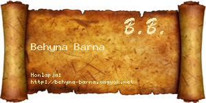 Behyna Barna névjegykártya
